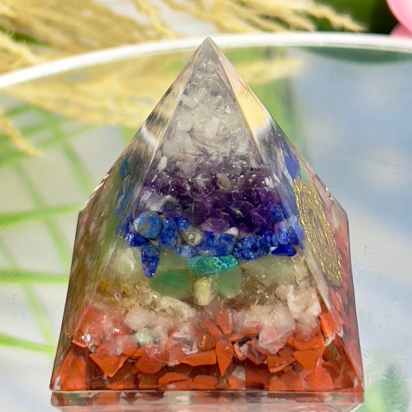 Chakra Gemstones Energy Crystal Orgonite Pyramid