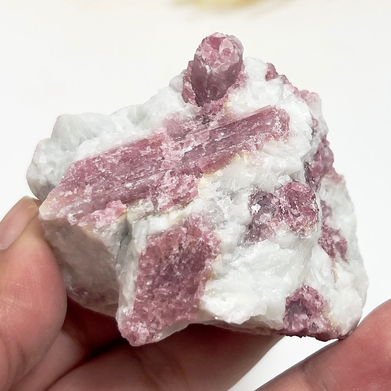 Pink Tourmaline in Feldspar Natural Healing Crystal Raw Specimen 112g