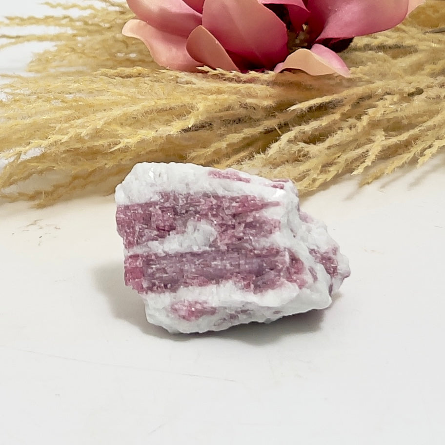 Pink Tourmaline in Feldspar Natural Healing Crystal Raw Specimen 87g