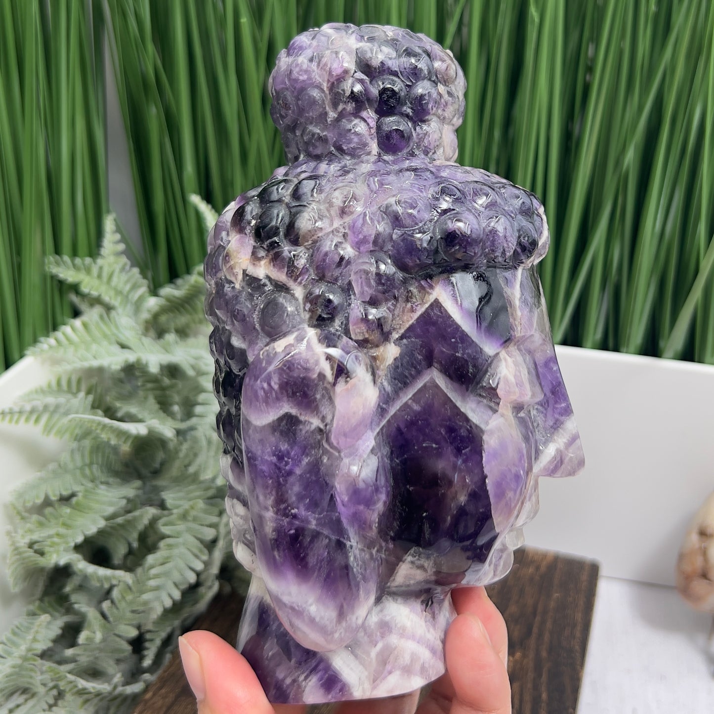Chevron Dream Amethyst Crystal Buddha 1612g