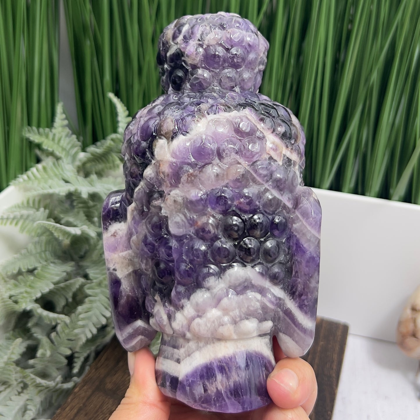 Chevron Dream Amethyst Crystal Buddha 1612g