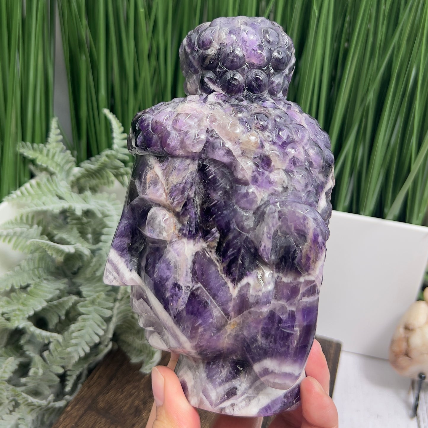 Chevron Dream Amethyst Crystal Buddha 1612g