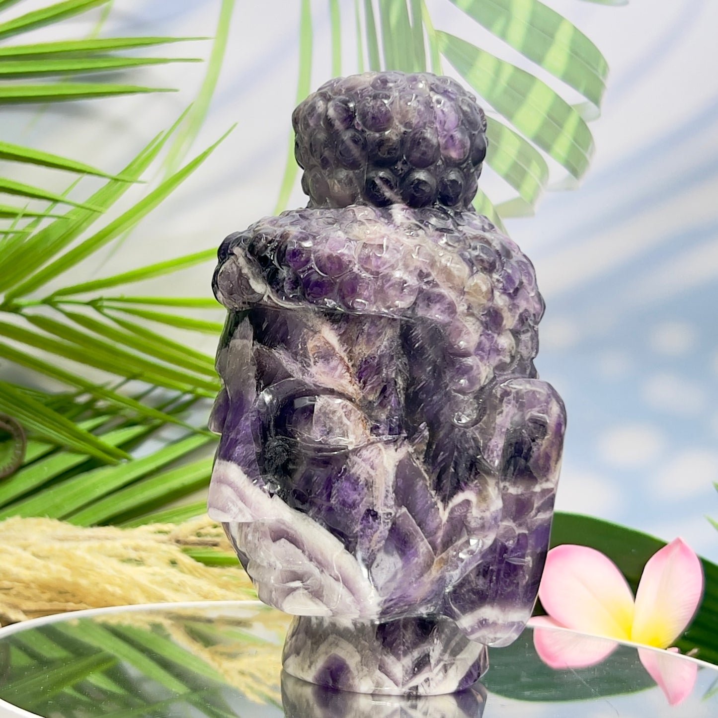 Chevron Dream Amethyst Crystal Buddha 1612g