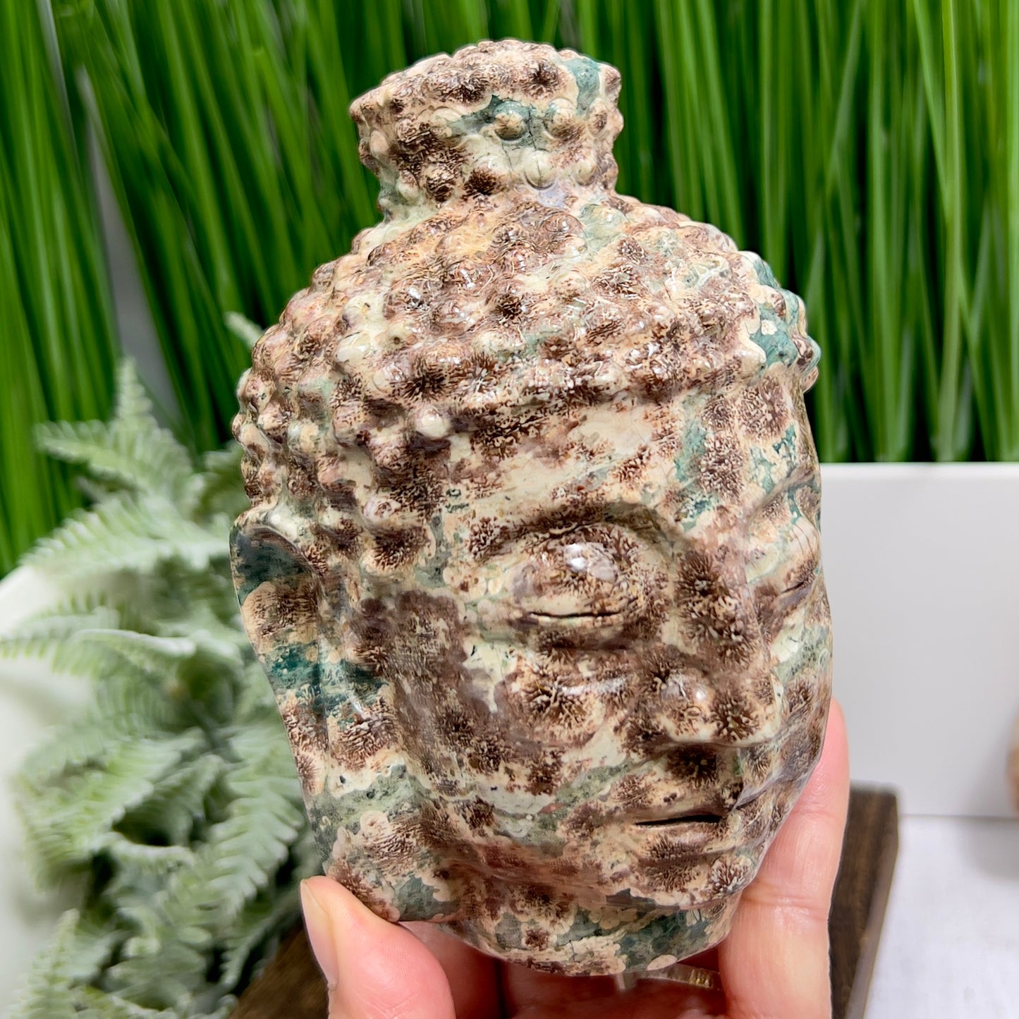 Russian Flower Cherry Blossom Jasper Buddha Rare Crystal 1342g