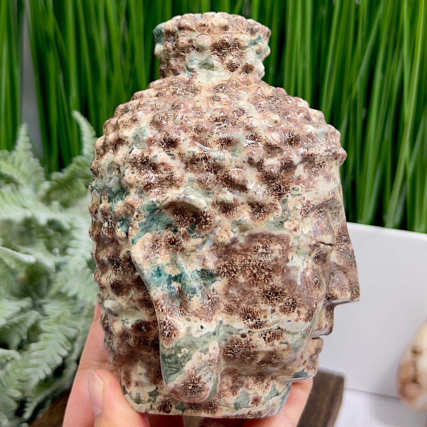 Russian Flower Cherry Blossom Jasper Buddha Rare Crystal 1342g