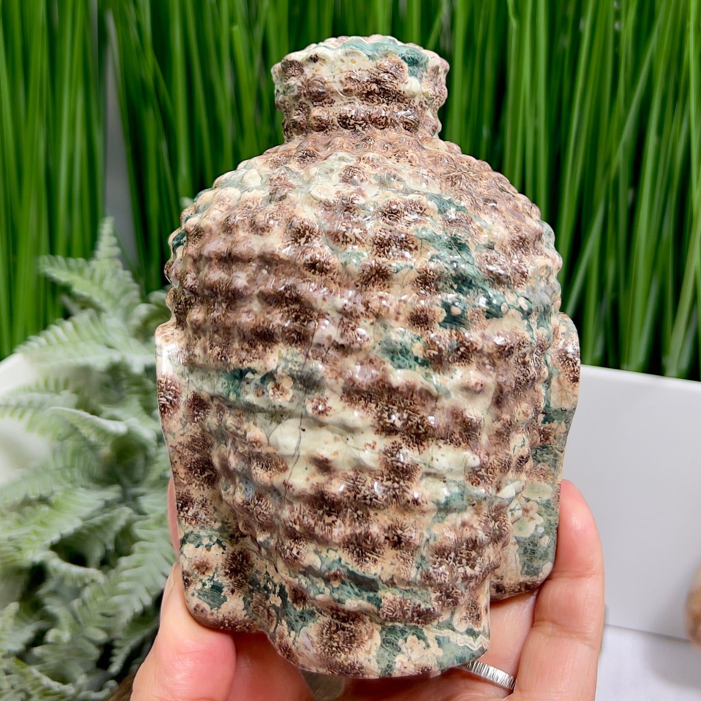 Russian Flower Cherry Blossom Jasper Buddha Rare Crystal 1342g