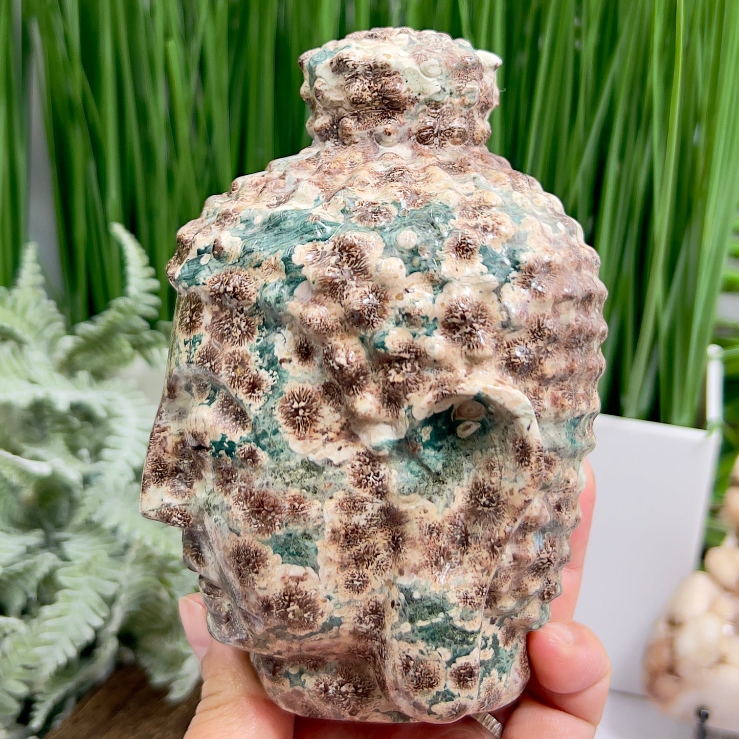 Russian Flower Cherry Blossom Jasper Buddha Rare Crystal 1342g
