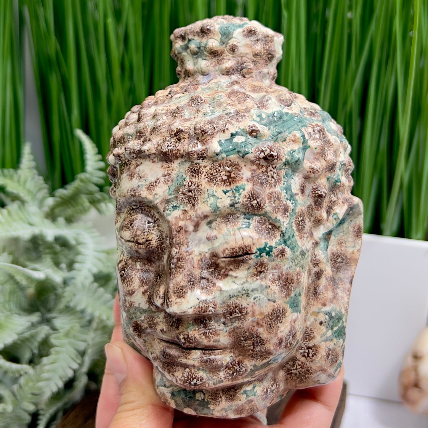 Russian Flower Cherry Blossom Jasper Buddha Rare Crystal 1342g