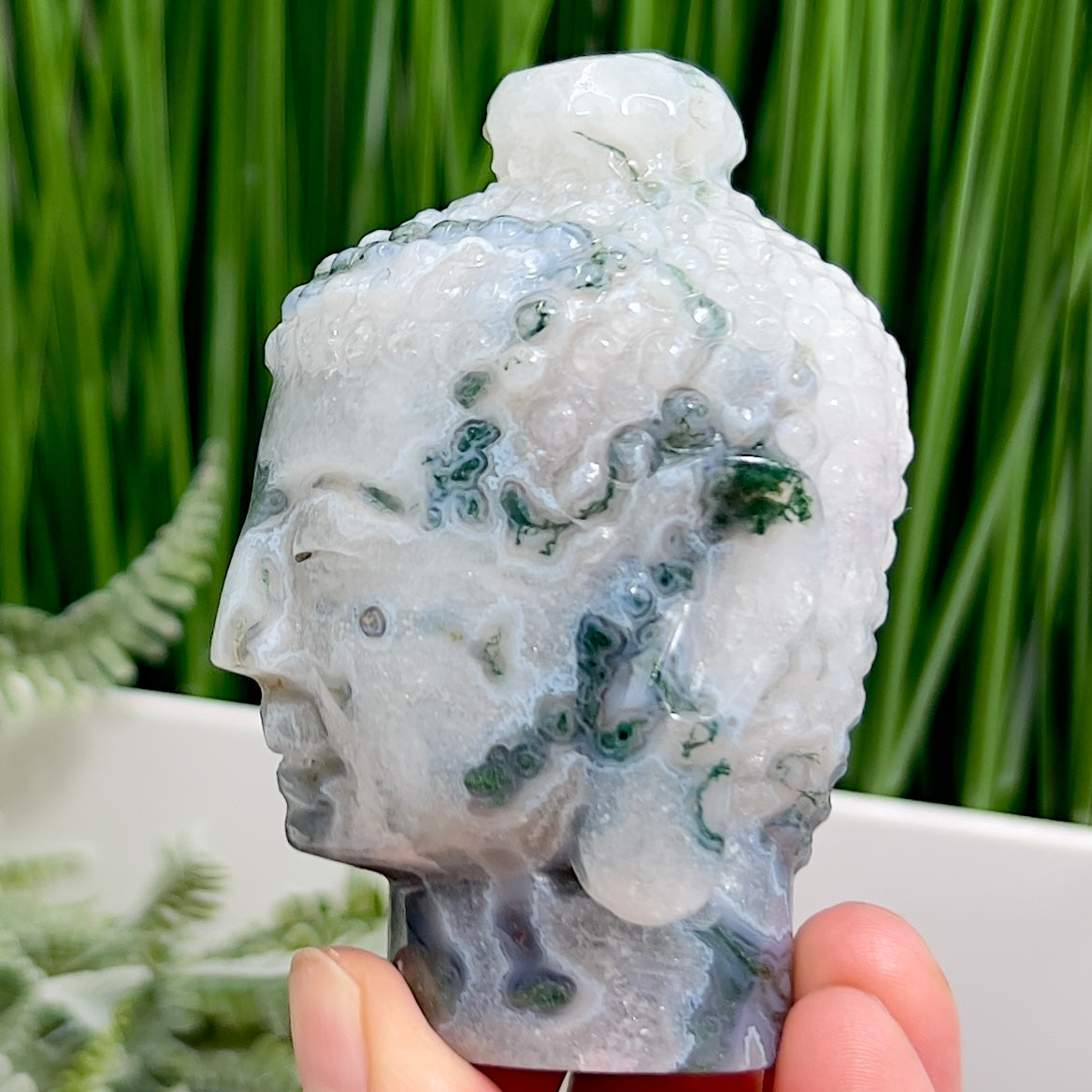 Moss Agate Buddha Crystal 290g