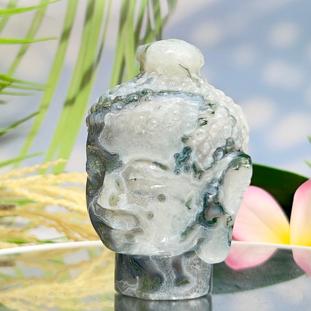 Moss Agate Buddha Crystal 290g