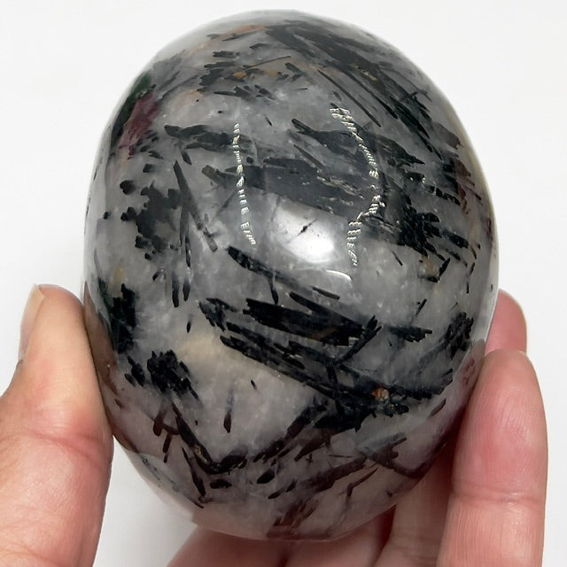Black Tourmaline in Quartz Skull Hollow Jaw Healing Crystal Carving 715g