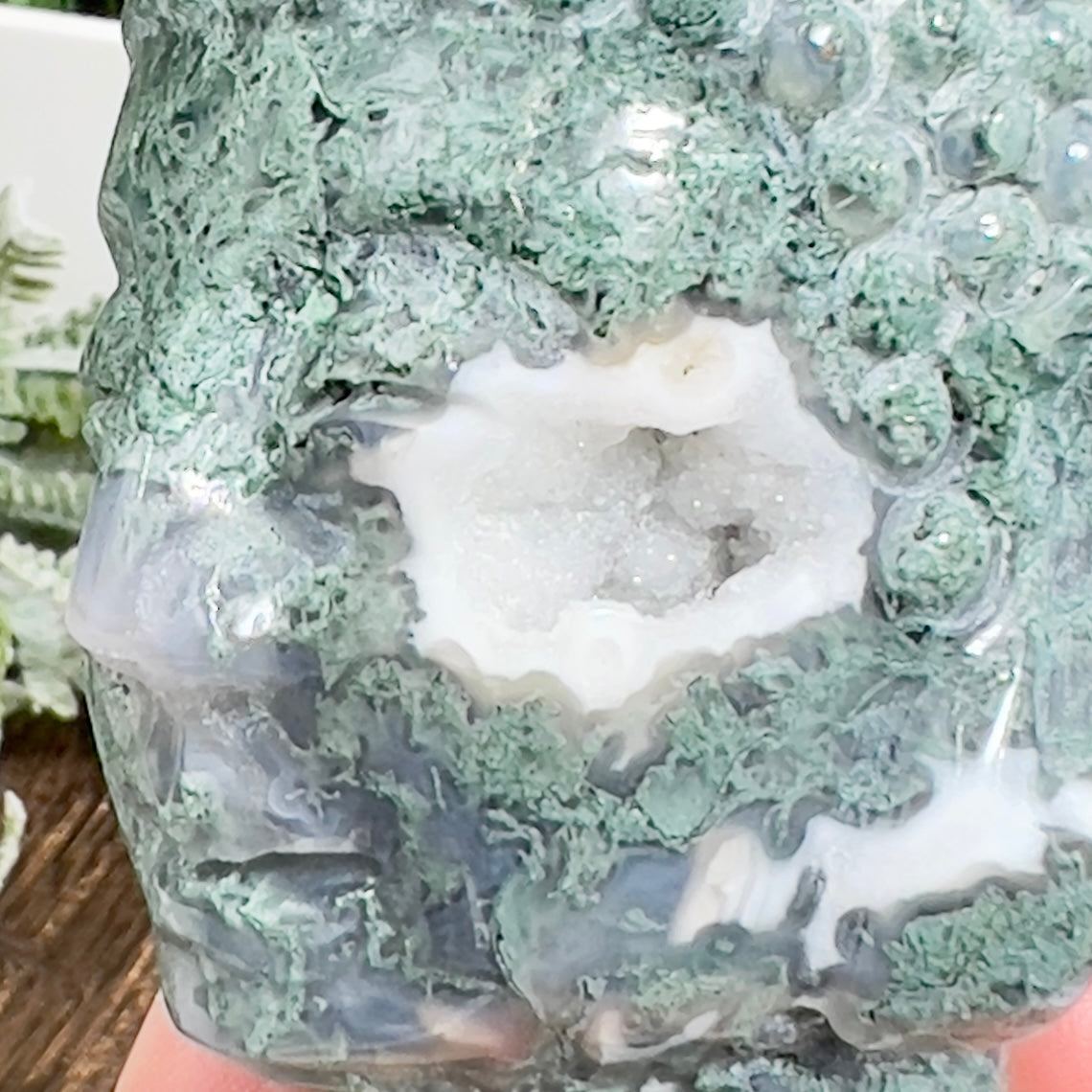 Moss Agate Buddha Crystal 218g