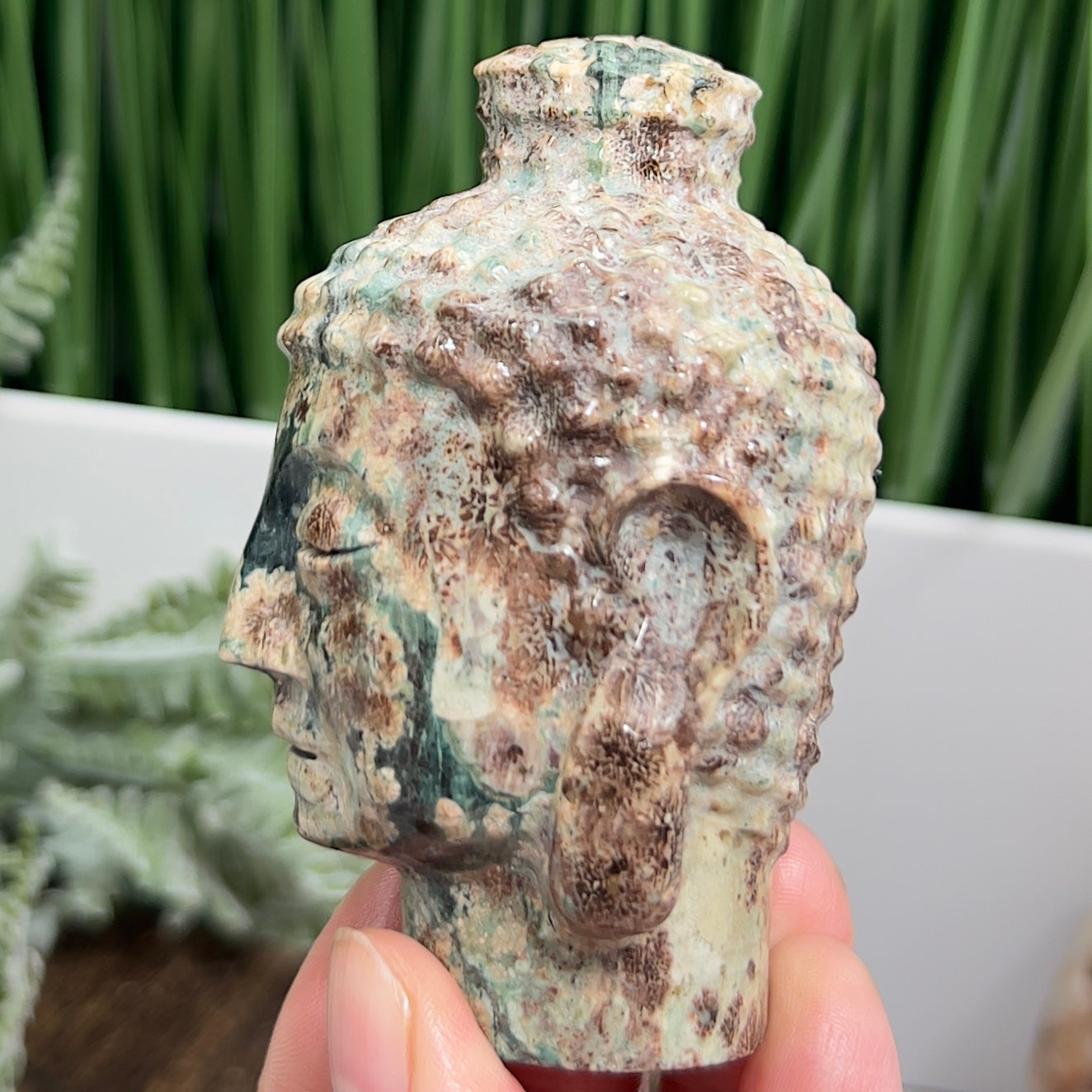 Russian Flower Cherry Blossom Jasper Buddha Rare Crystal 248g