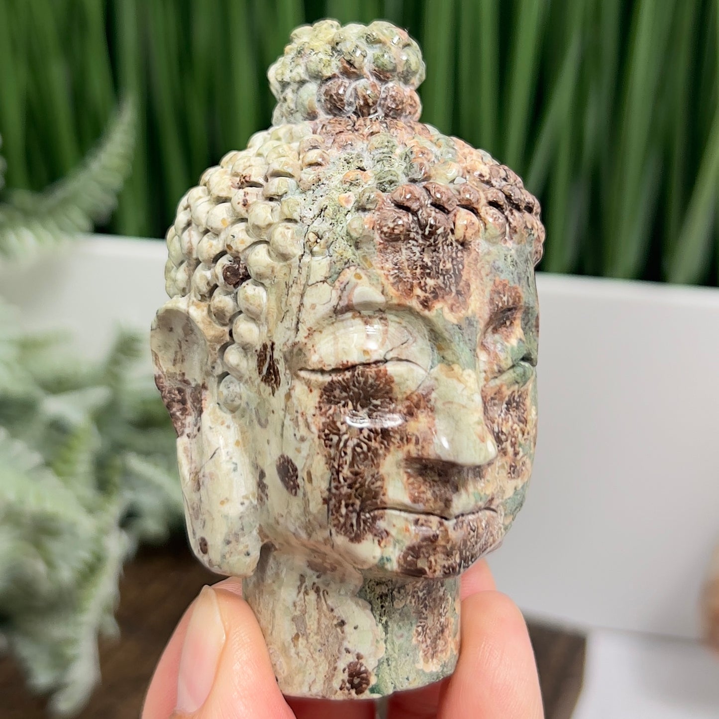 Russian Flower Cherry Blossom Jasper Buddha Rare Crystal 216g