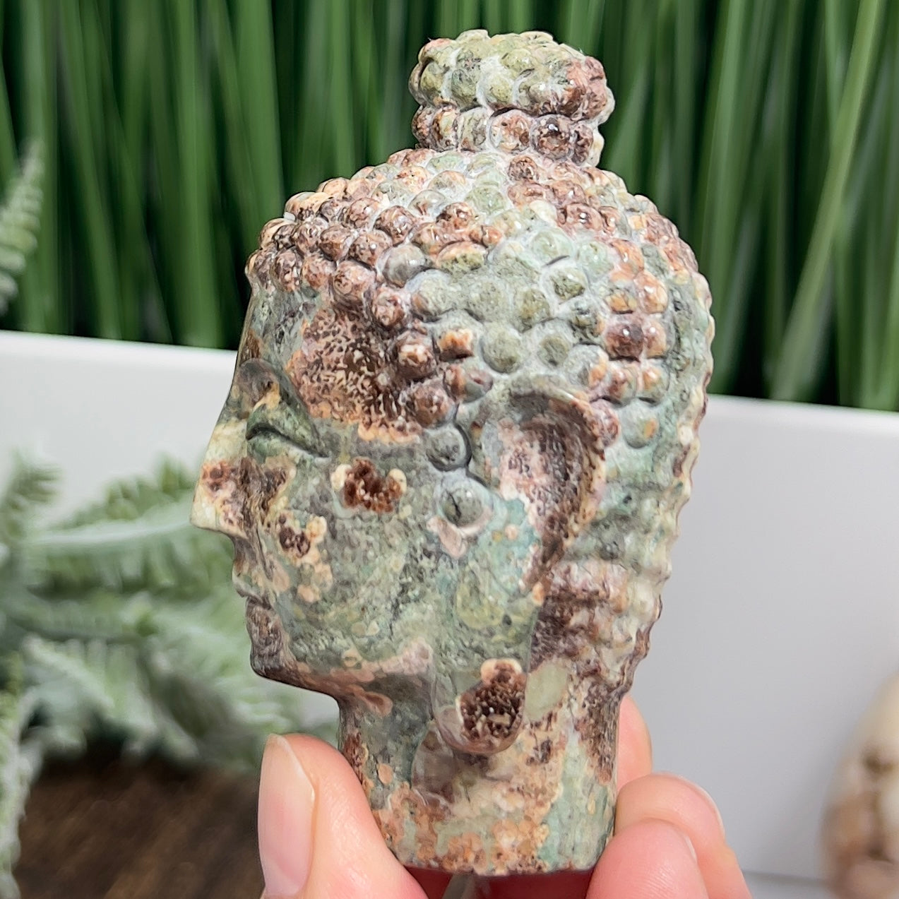 Russian Flower Cherry Blossom Jasper Buddha Rare Crystal 216g