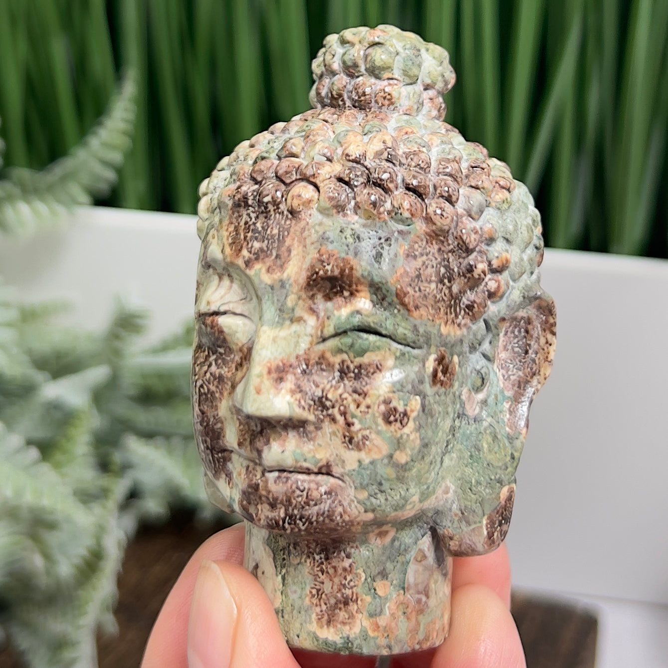 Russian Flower Cherry Blossom Jasper Buddha Rare Crystal 216g