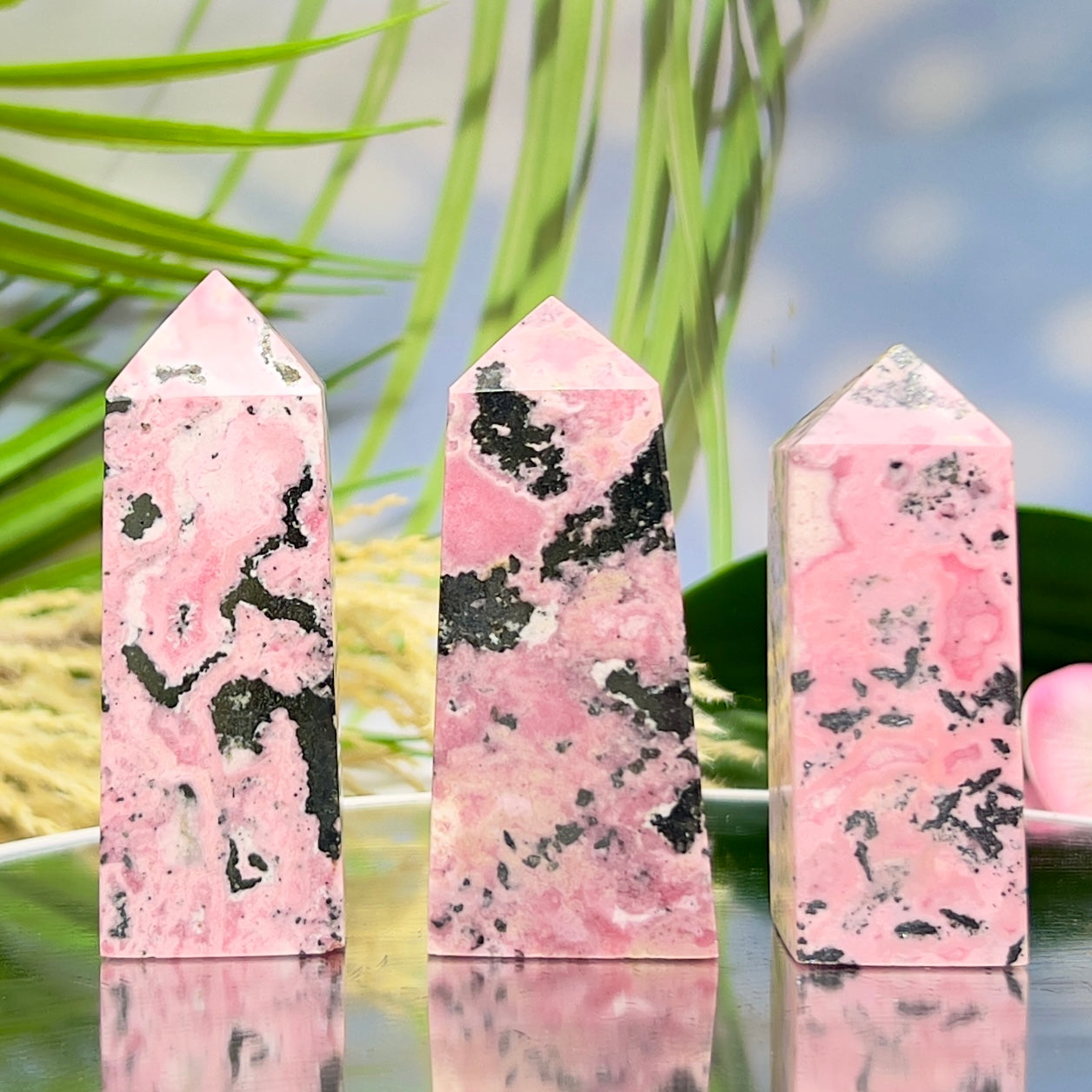 Peruvian Rhodonite Points Towers Crystal Generators YOU CHOOSE