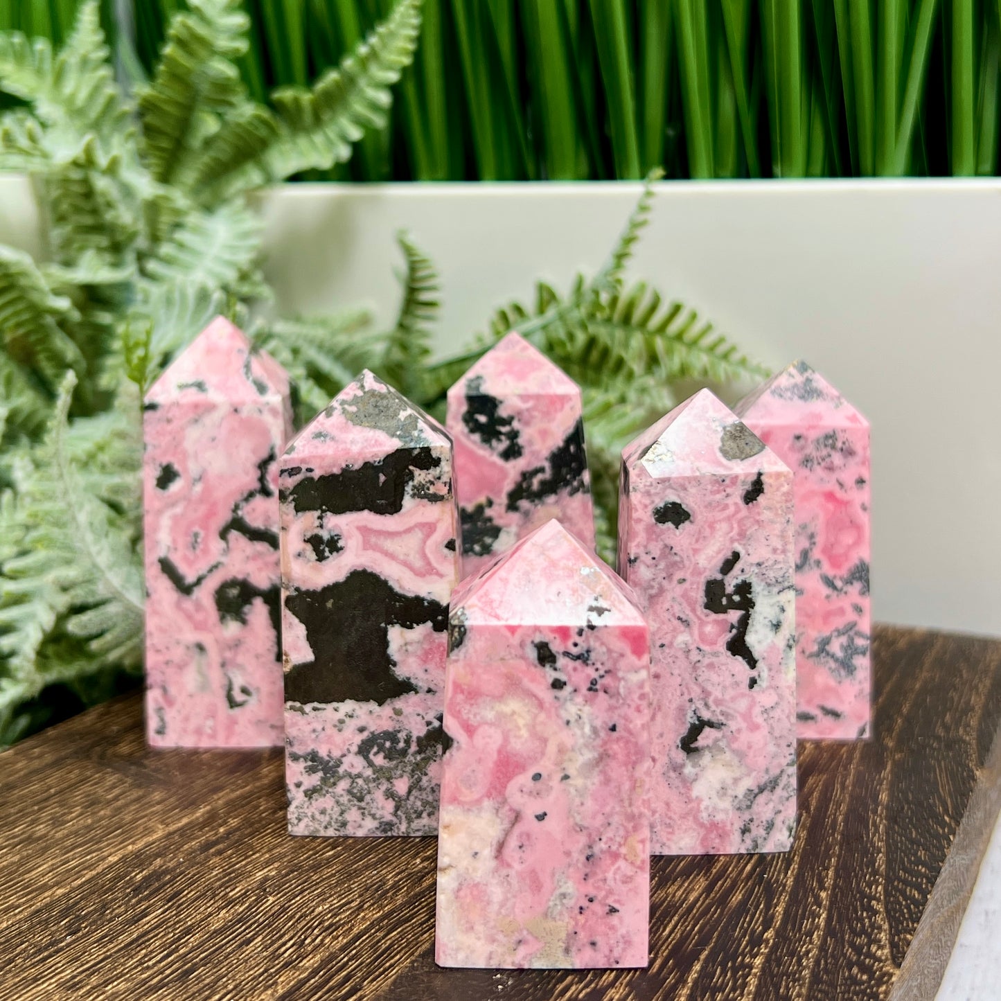 Peruvian Rhodonite Points Towers Crystal Generators YOU CHOOSE