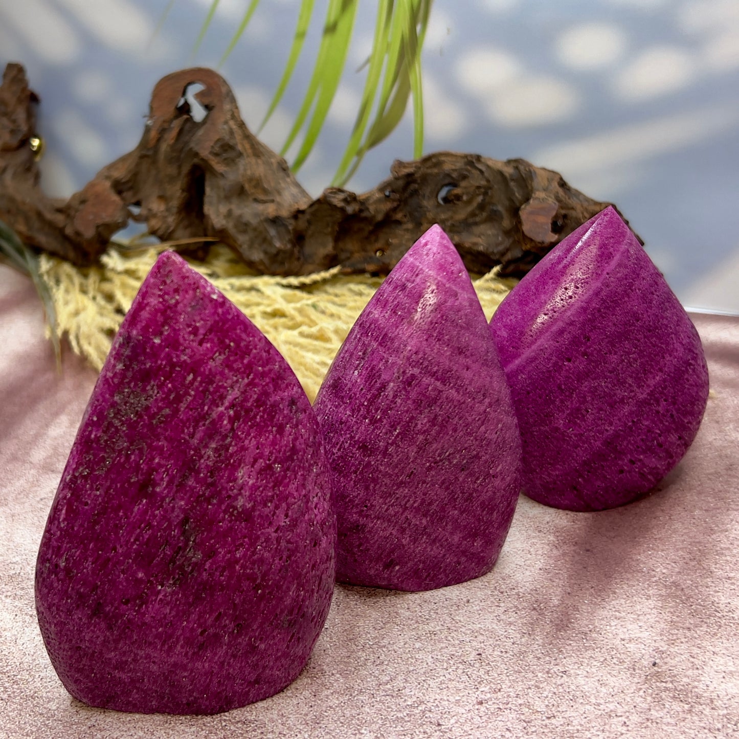 Honeycomb Ruby Flames UV Reactive Crystal Carvings YOU CHOOSE