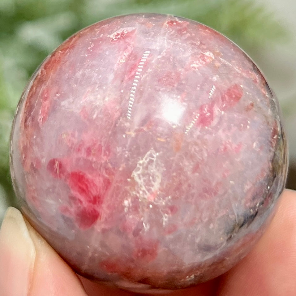 Rhodonite in Quartz Sphere Peru Healing Crystal Ball 102g 40mm