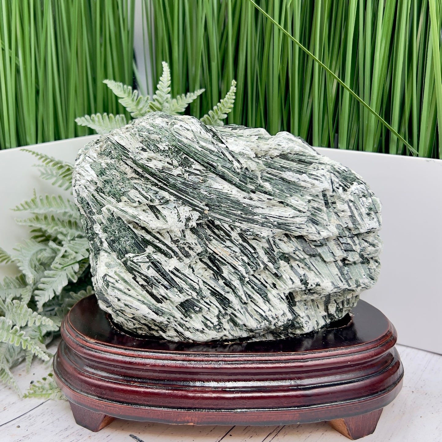 Huge Green Tourmaline Verdelite Raw Specimen with Stand Natural Crystal 2293g