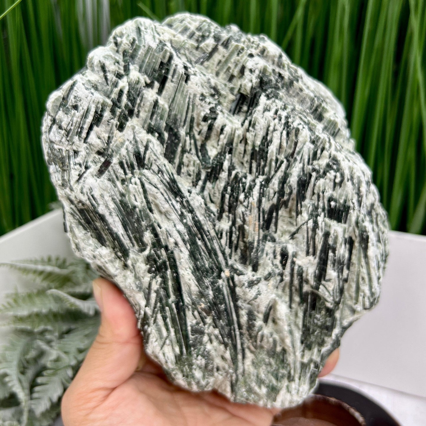 Huge Green Tourmaline Verdelite Raw Specimen with Stand Natural Crystal 2293g