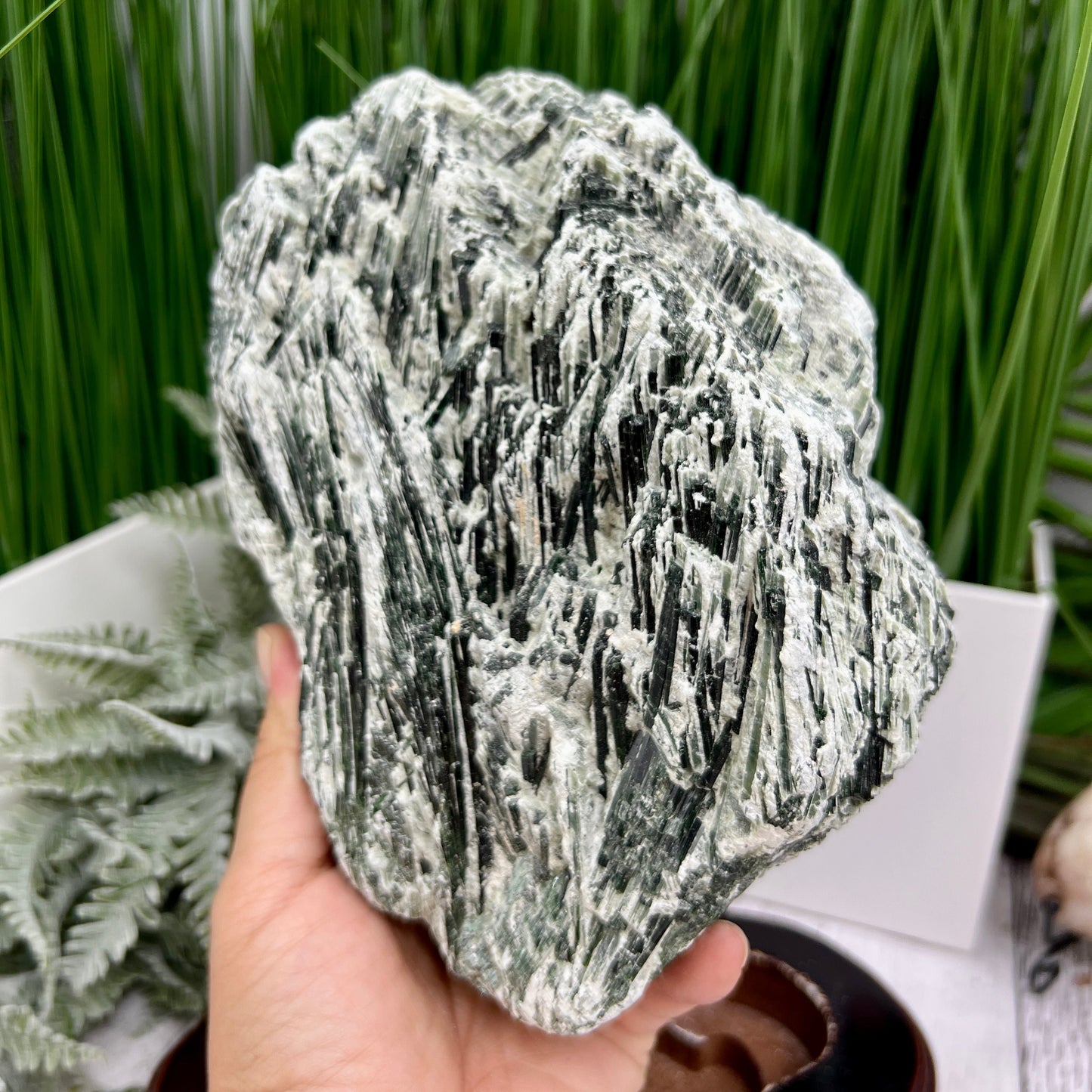 Huge Green Tourmaline Verdelite Raw Specimen with Stand Natural Crystal 2293g