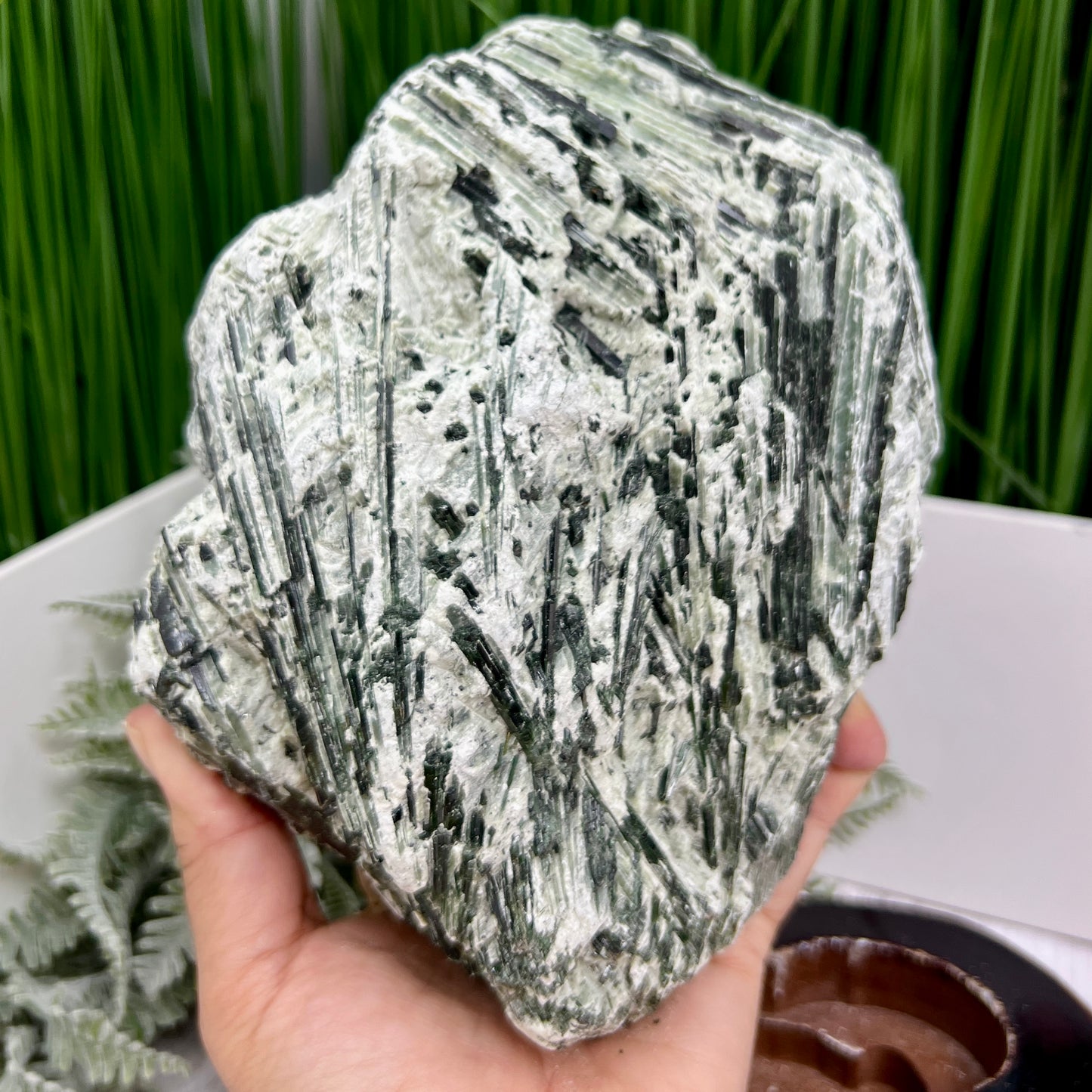 Huge Green Tourmaline Verdelite Raw Specimen with Stand Natural Crystal 2293g