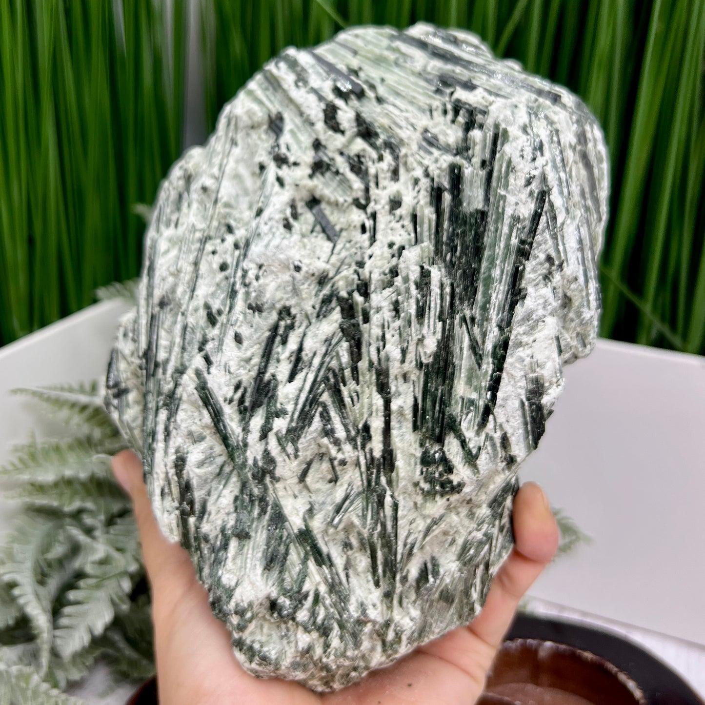 Huge Green Tourmaline Verdelite Raw Specimen with Stand Natural Crystal 2293g