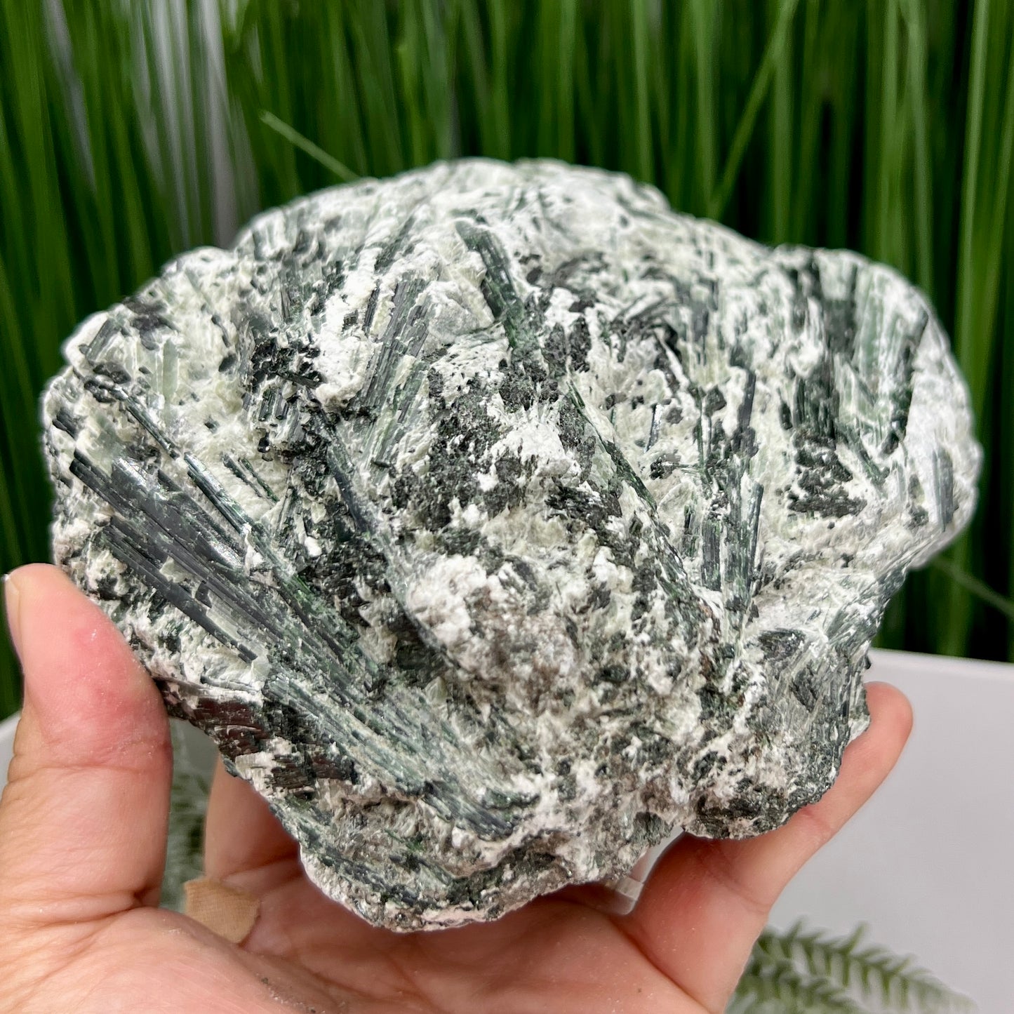 Huge Green Tourmaline Verdelite Raw Specimen with Stand Natural Crystal 2293g