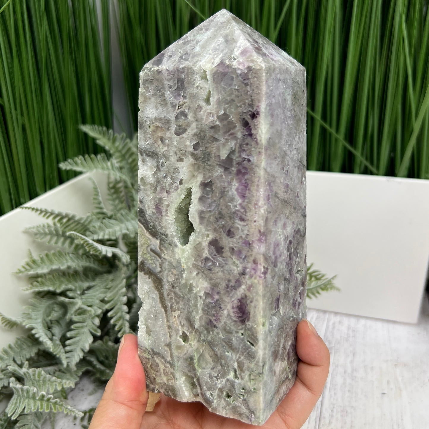Sphalerite with Quartz Purple Green Fluorite Druzy Tower Crystal Generator 1472g 172mm