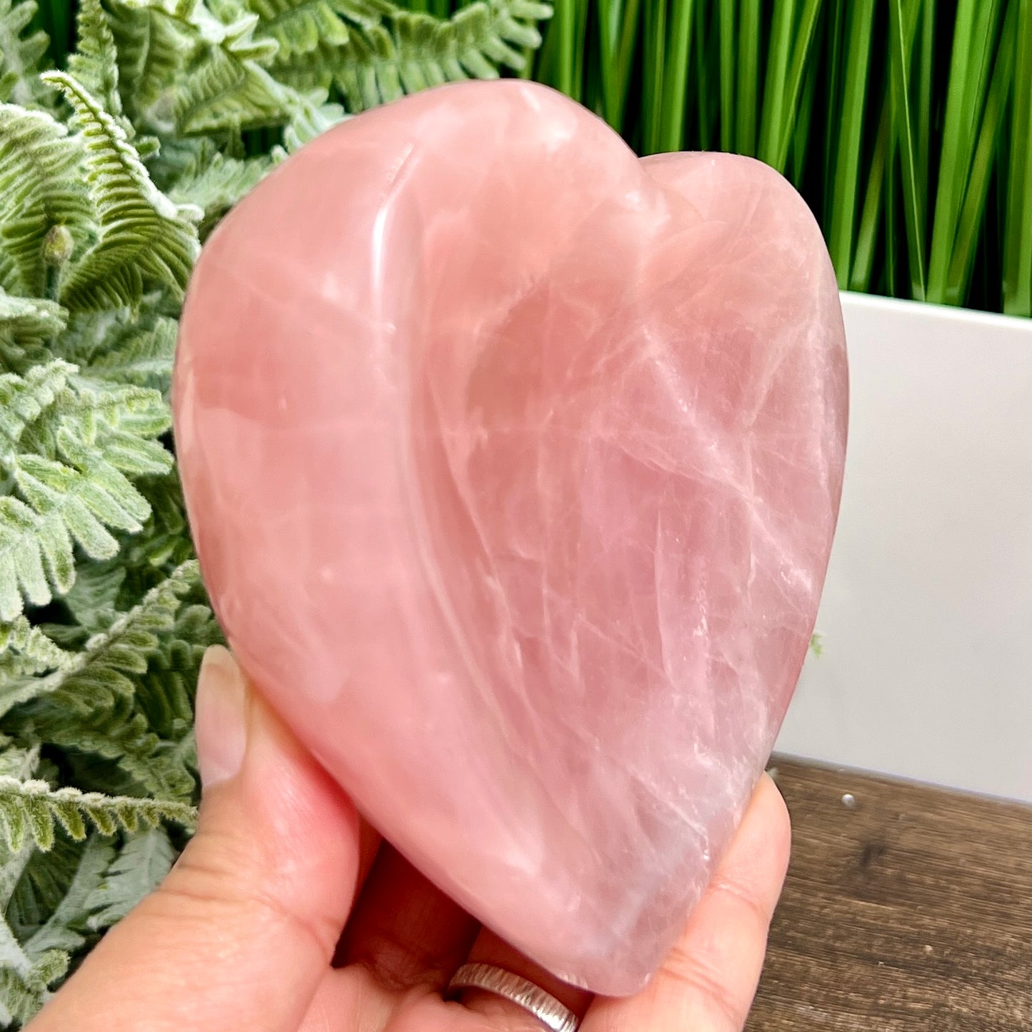 Rose Quartz Pink Heart Bowl Healing Crystal Carving 624g