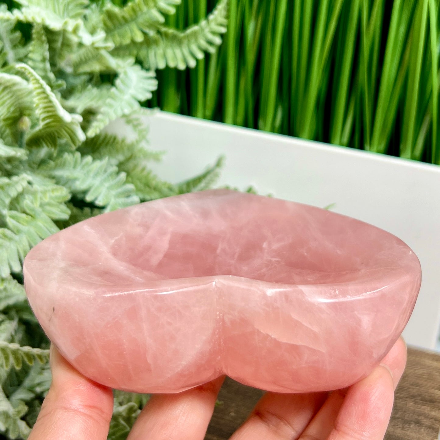 Rose Quartz Pink Heart Bowl Healing Crystal Carving 624g