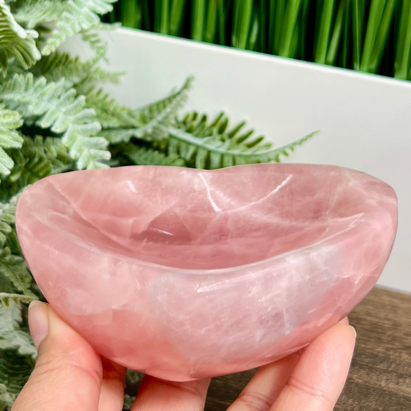 Rose Quartz Pink Heart Bowl Healing Crystal Carving 624g