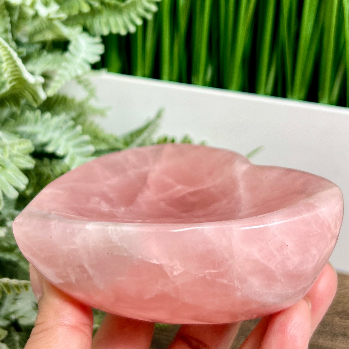 Rose Quartz Pink Heart Bowl Healing Crystal Carving 624g
