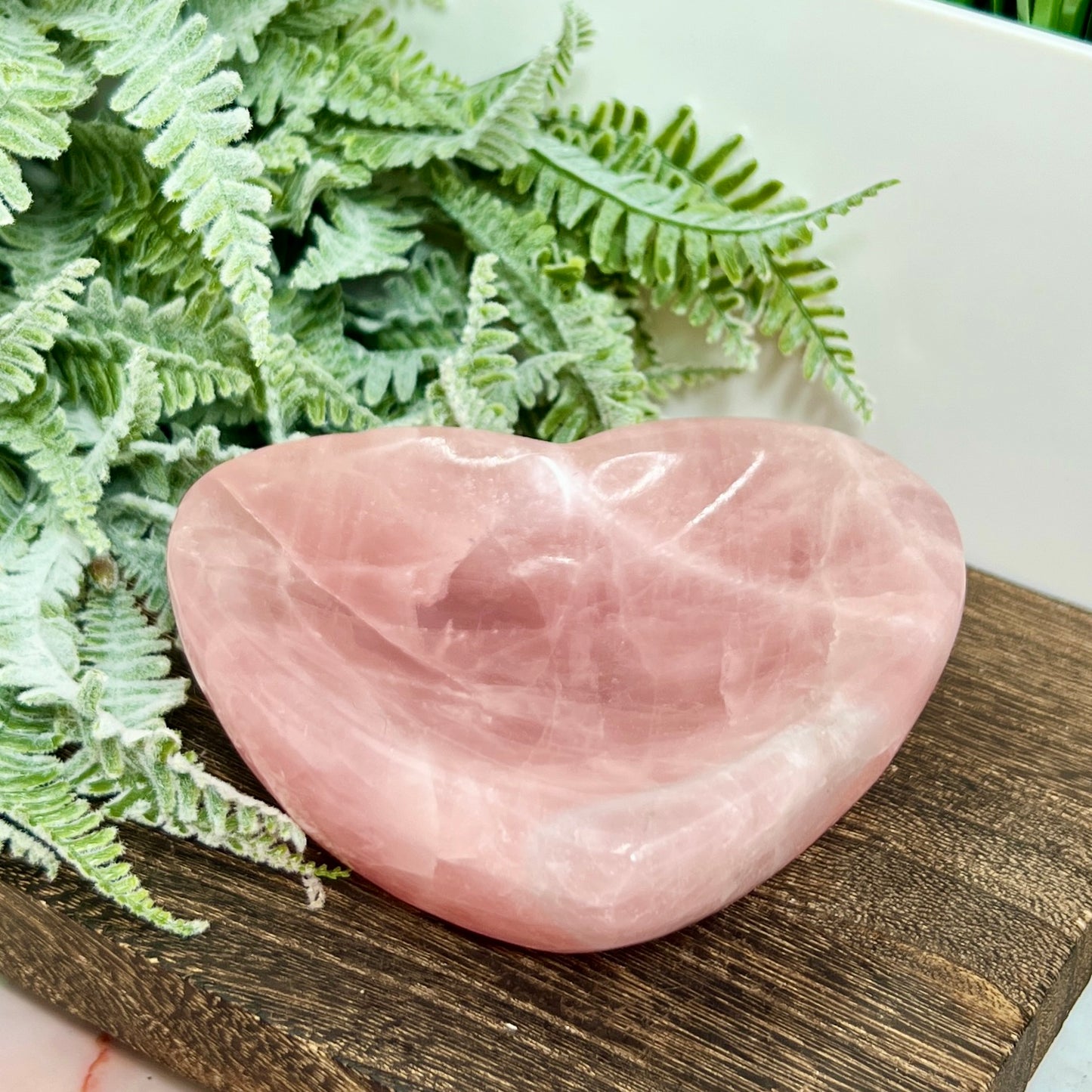 Rose Quartz Pink Heart Bowl Healing Crystal Carving 624g