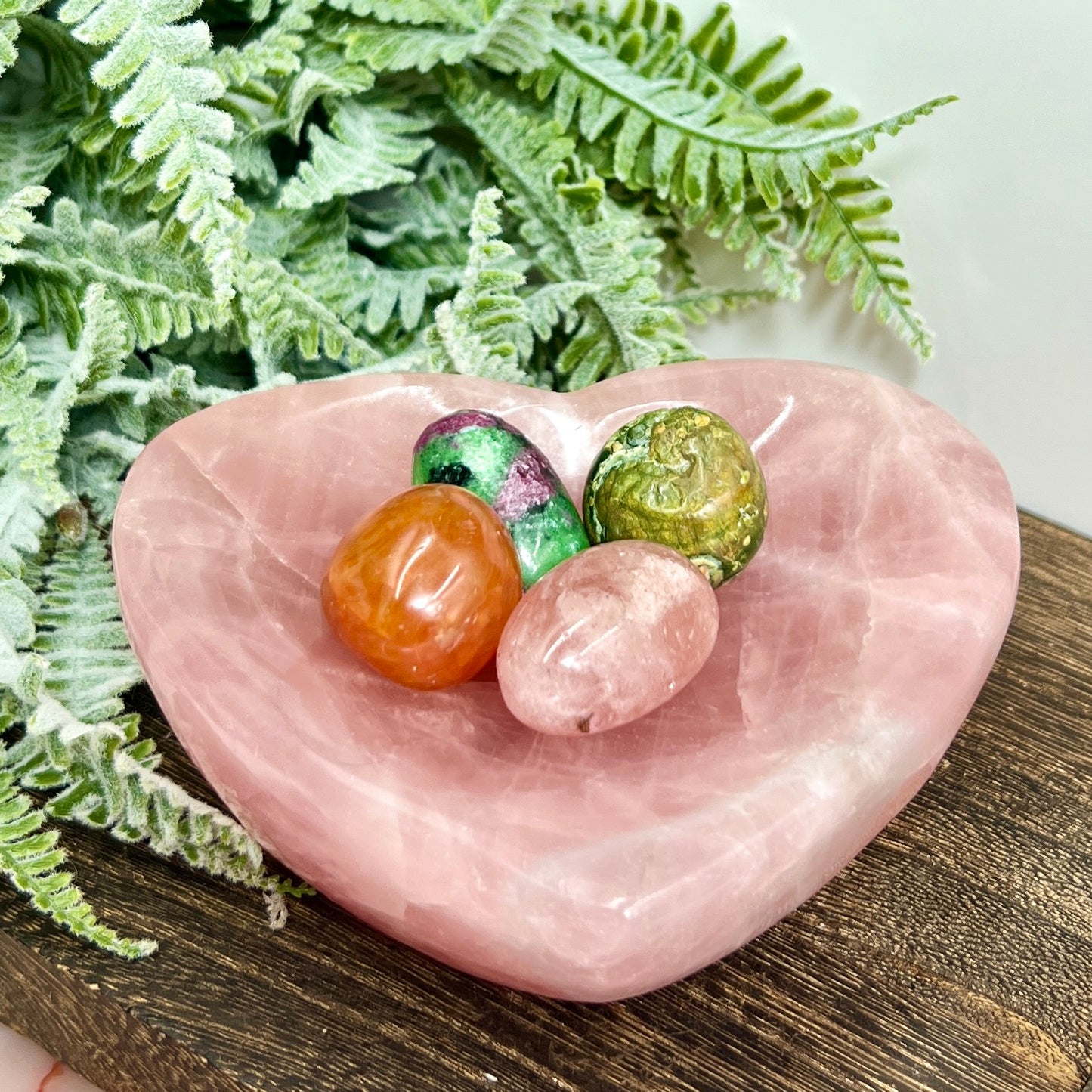 Rose Quartz Pink Heart Bowl Healing Crystal Carving 624g