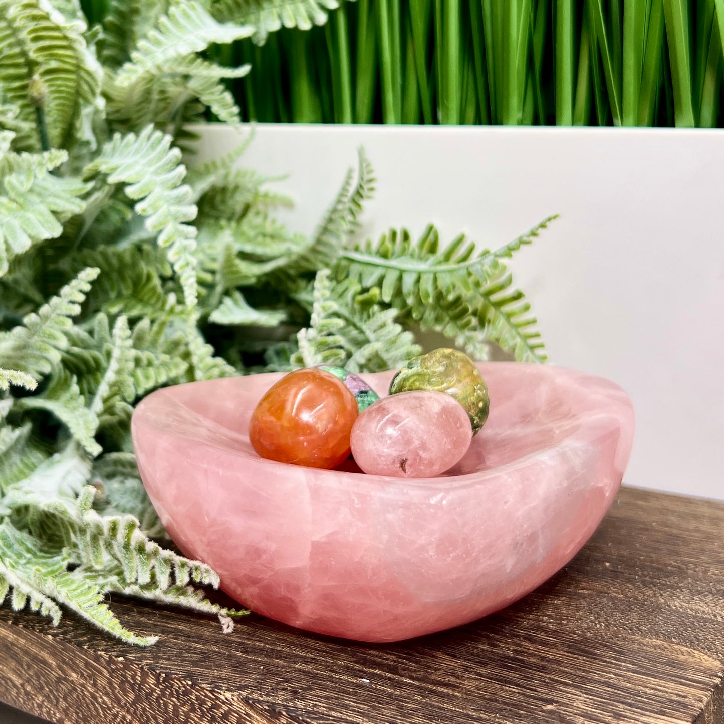 Rose Quartz Pink Heart Bowl Healing Crystal Carving 624g