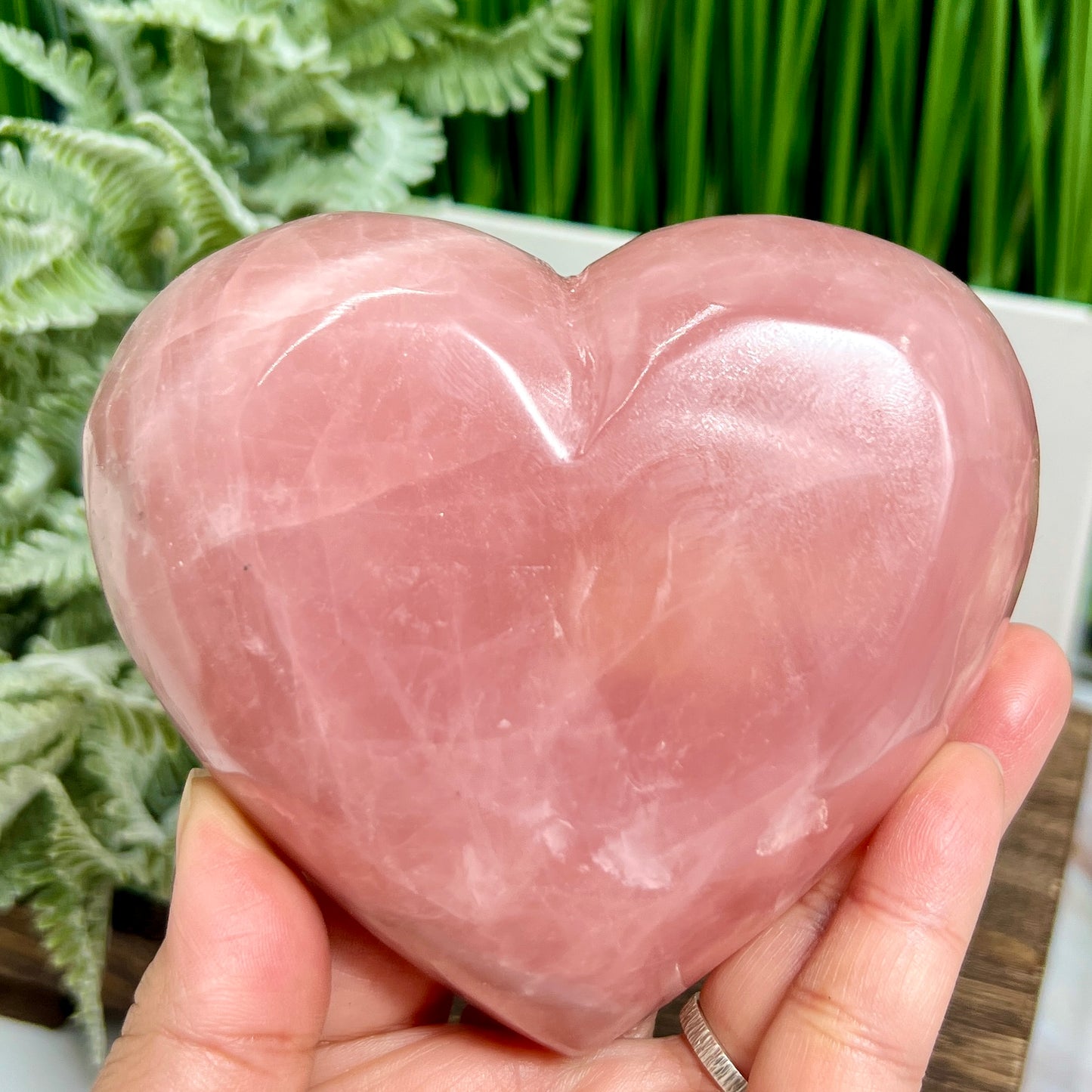 Rose Quartz Pink Heart Bowl Healing Crystal Carving 624g