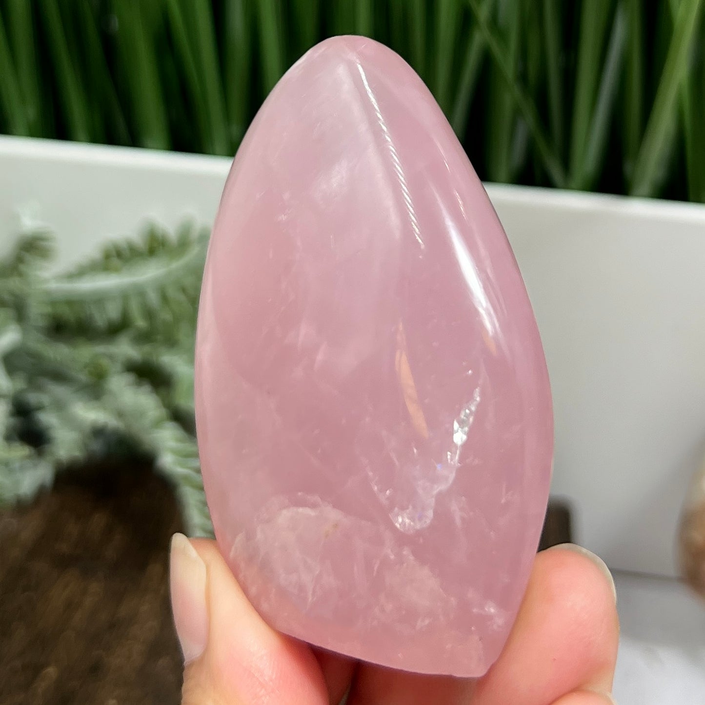 Rose Quartz Flame Free Form Healing Carving 156g 74mm