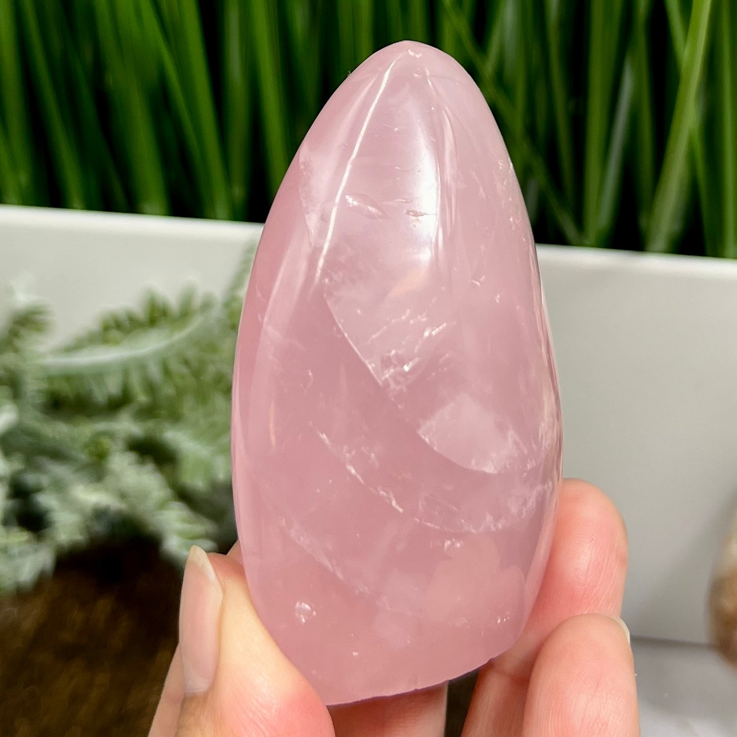 Rose Quartz Flame Free Form Healing Carving 156g 74mm