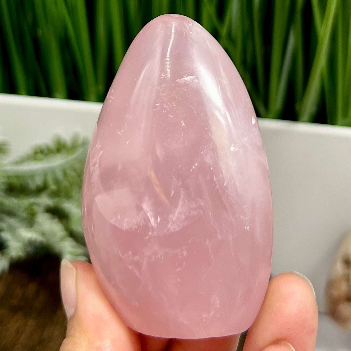 Rose Quartz Flame Free Form Healing Carving 156g 74mm