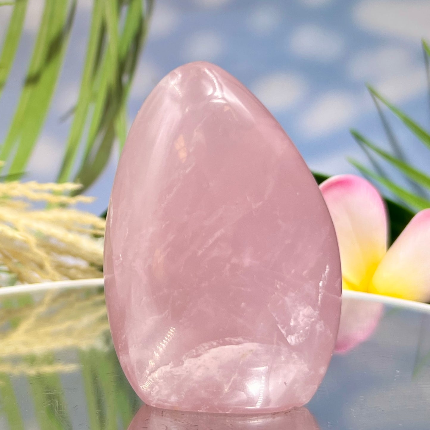Rose Quartz Flame Free Form Healing Carving 156g 74mm
