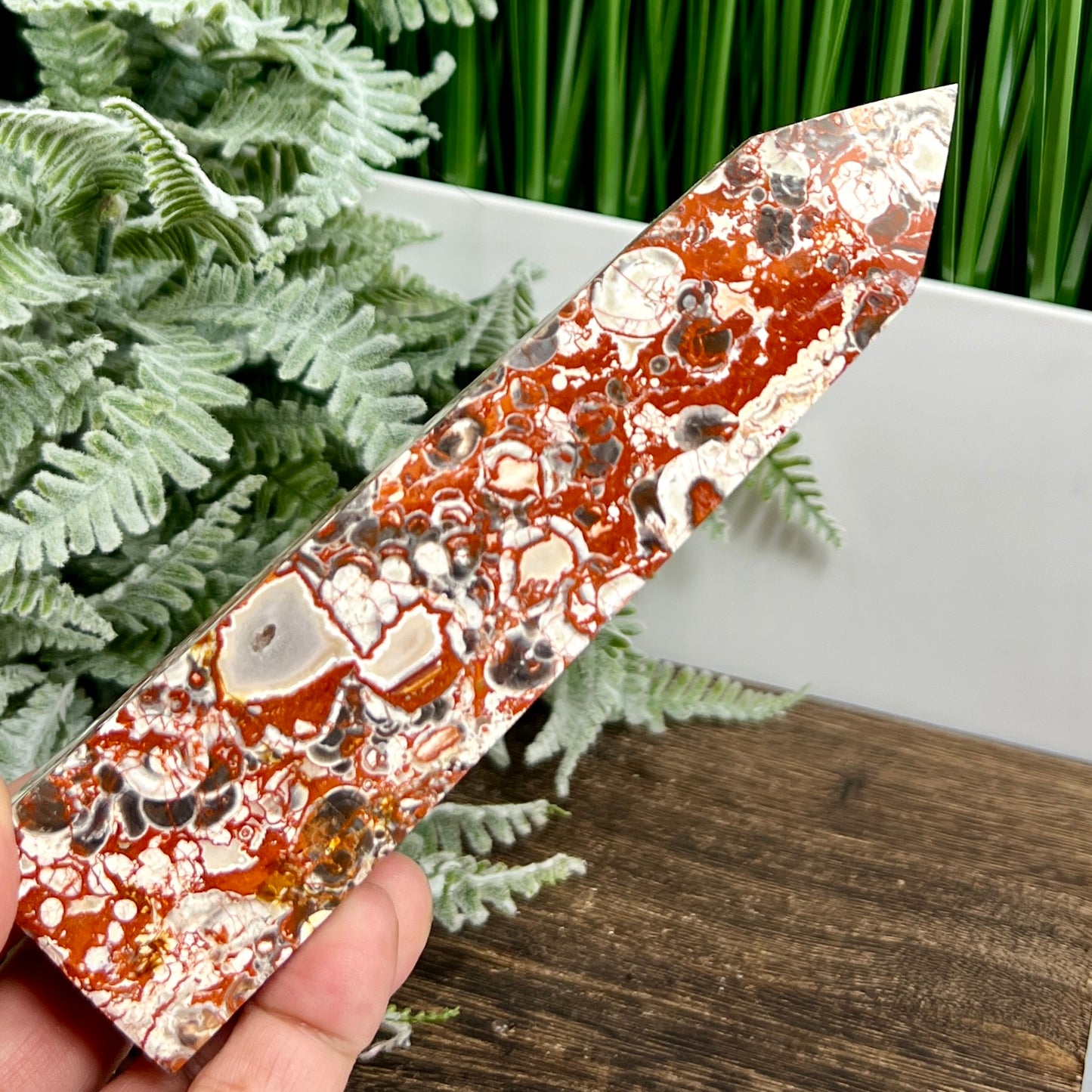 Indonesian Bloodstone Money Agate Tower Crystal Generator 358g 163mm