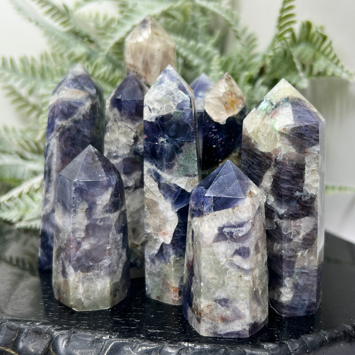 Purple Green Lepidolite Smoky Quartz Points Towers YOU CHOOSE