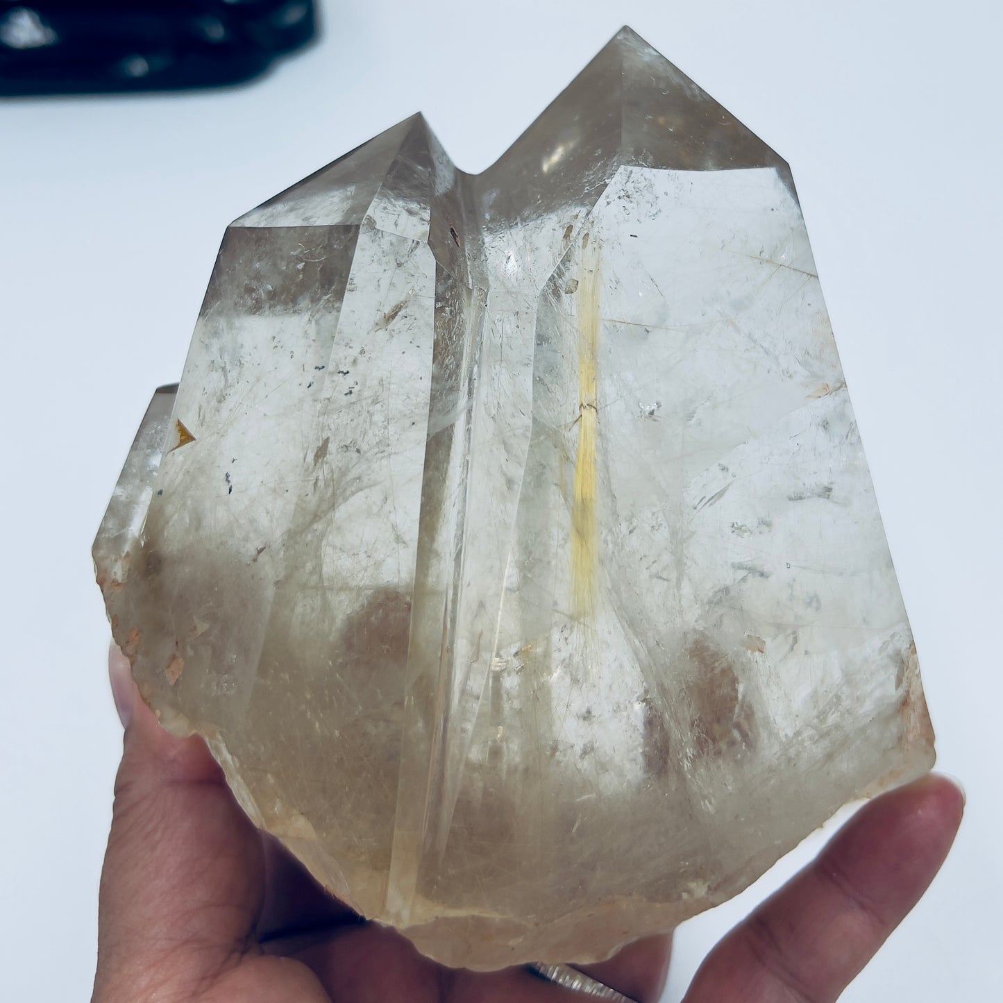 Golden Rutilated Quartz Double Tower Crystal Generator 1176g 183mm