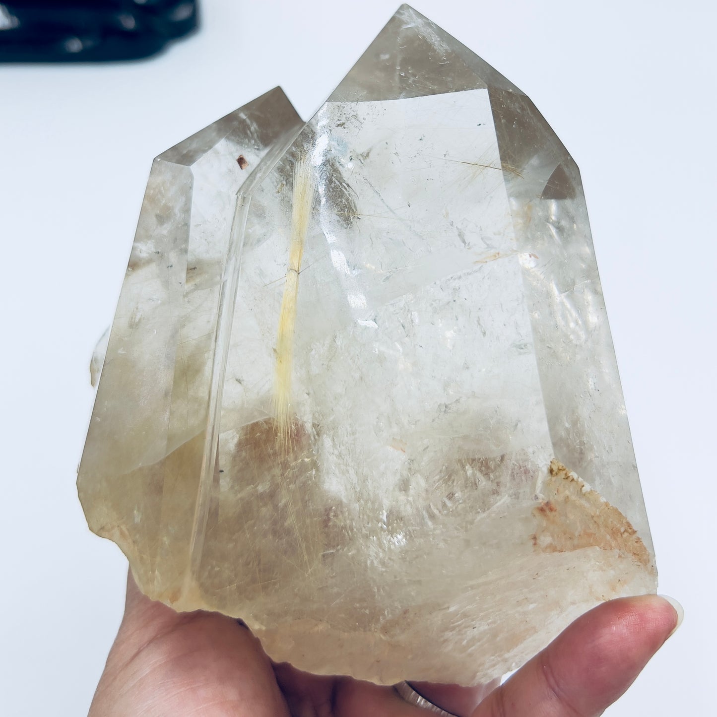 Golden Rutilated Quartz Double Tower Crystal Generator 1176g 183mm