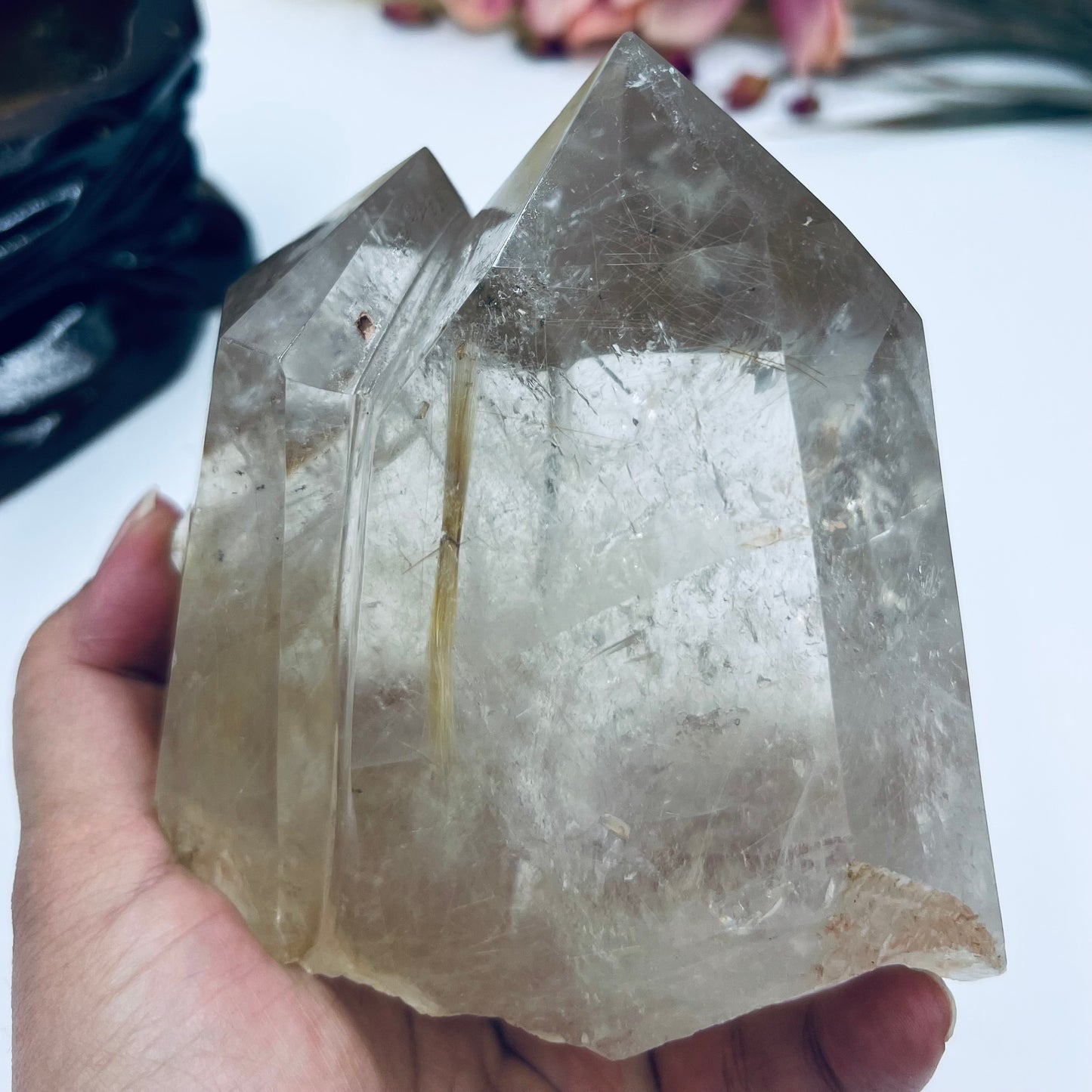 Golden Rutilated Quartz Double Tower Crystal Generator 1176g 183mm