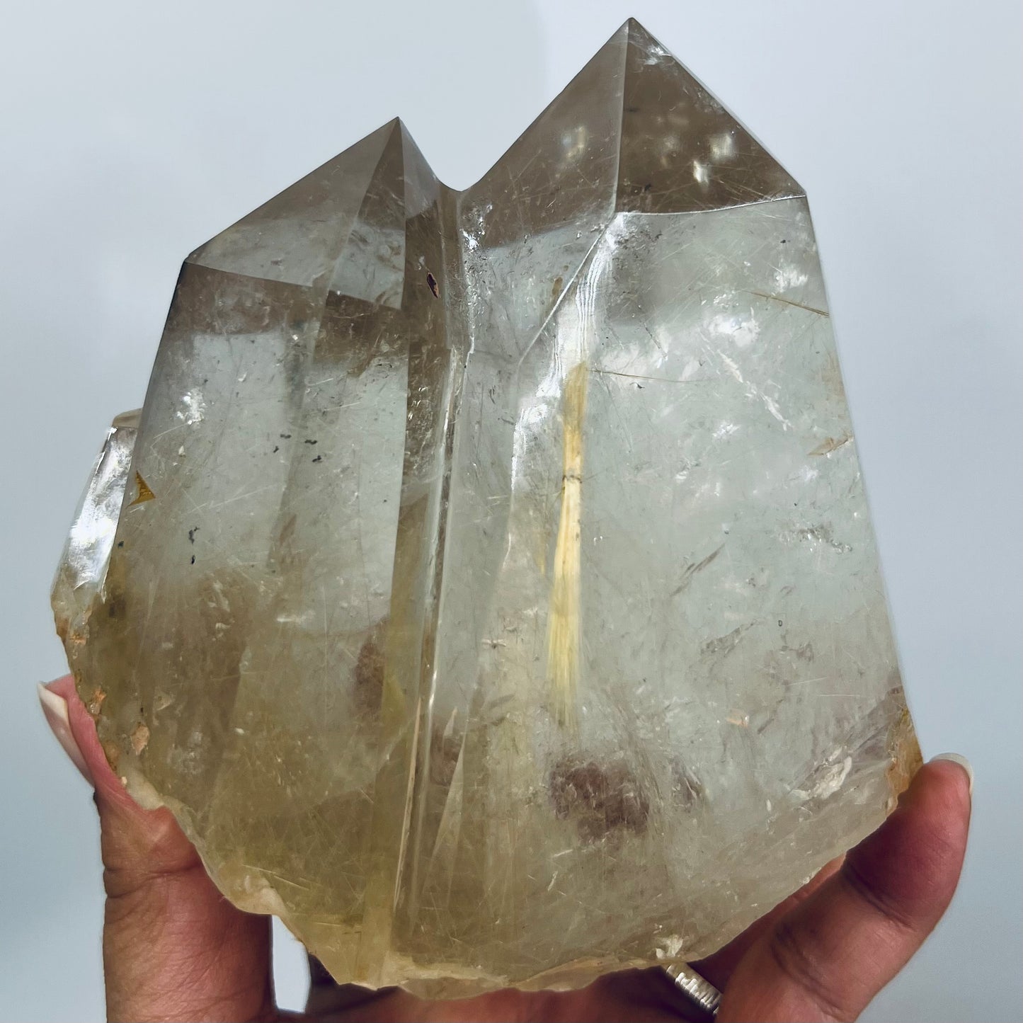 Golden Rutilated Quartz Double Tower Crystal Generator 1176g 183mm