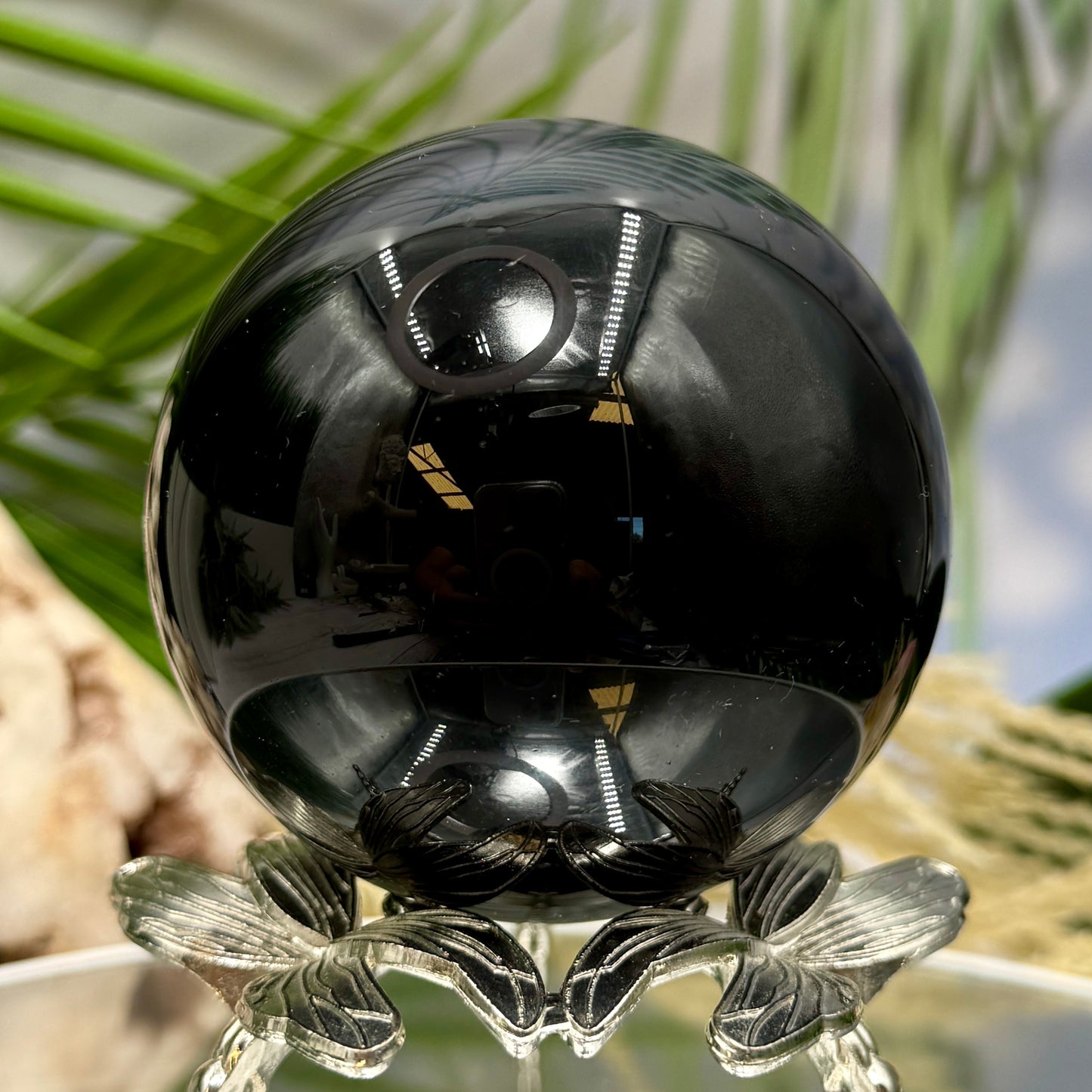 Black Obsidian Sphere Crystal Ball 408g 69mm Diameter